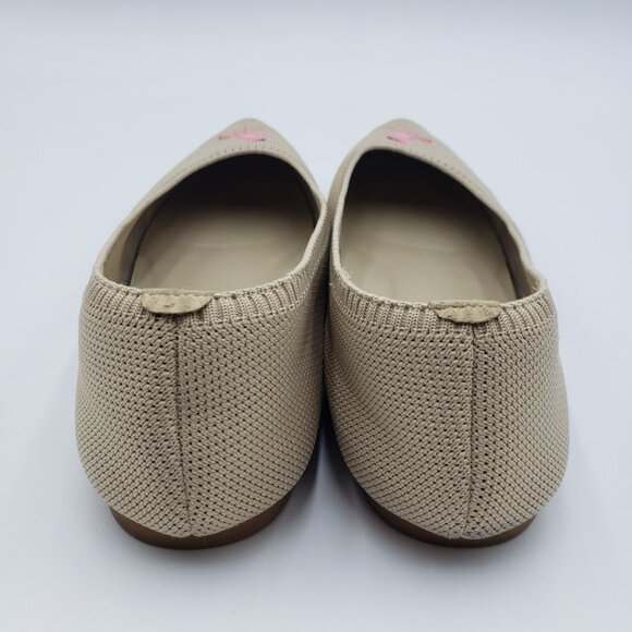 VIVAIA Flamingo Pointed Toe Flats 41.5 Womens Ballet Toe Slip On Almond Tan - Picture 4 of 9